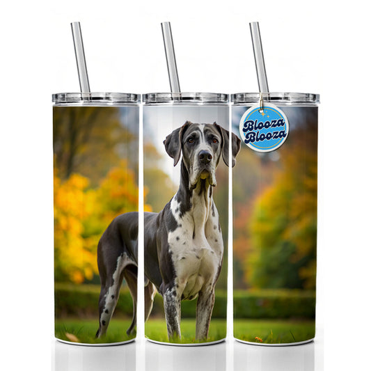 Great Dane Dog Photo Skinny Tumbler 20oz with Straw Insulated Water Bottle Gift