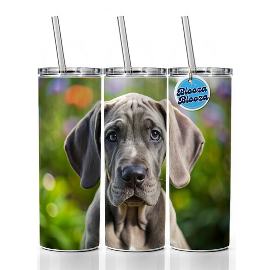 Great Dane Dog Puppy Photo Skinny Tumbler 20oz with Straw Insulated Water Bottle Gift
