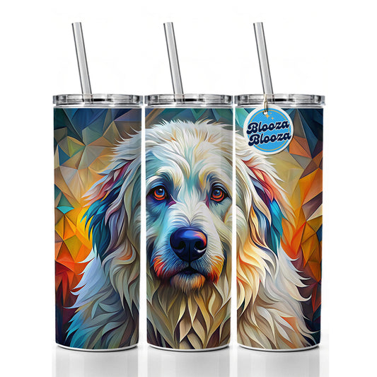 Great Pyrenees Dog Abstract Stylized Art Skinny Tumbler 20oz with Straw Insulated Water Bottle Gift