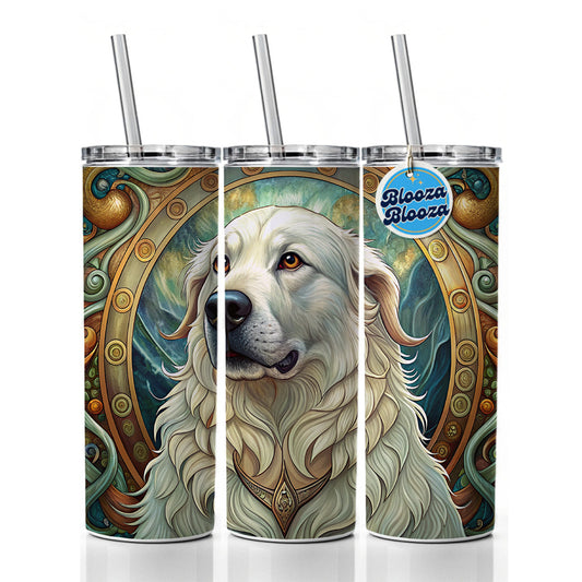 Great Pyrenees Dog Art Nouveau Skinny Tumbler 20oz with Straw Insulated Water Bottle Gift