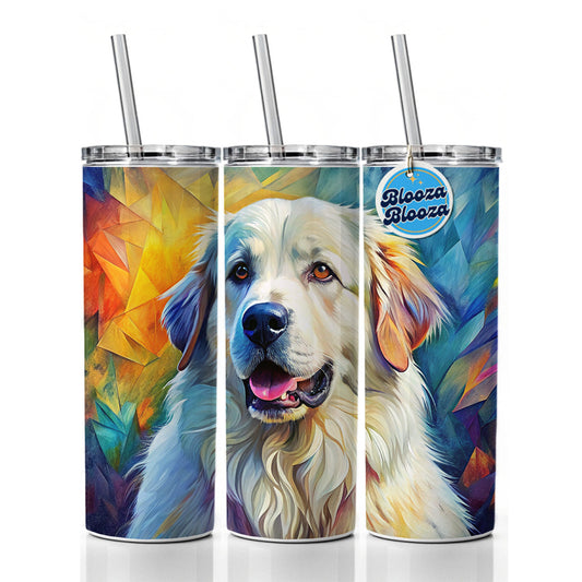 Great Pyrenees Dog Contemporary Art Skinny Tumbler 20oz with Straw Insulated Water Bottle Gift
