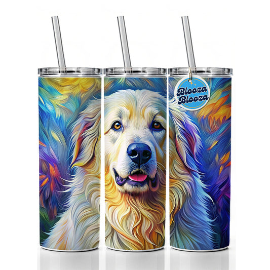 Great Pyrenees Dog Expressionism Art Skinny Tumbler 20oz with Straw Insulated Water Bottle Gift