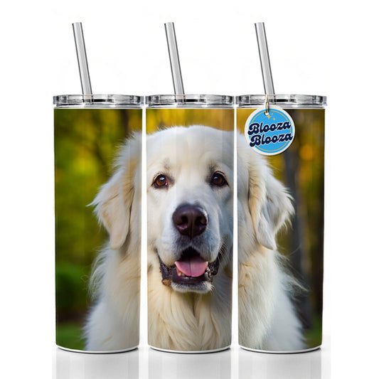 Great Pyrenees Dog Photo Skinny Tumbler 20oz with Straw Insulated Water Bottle Gift