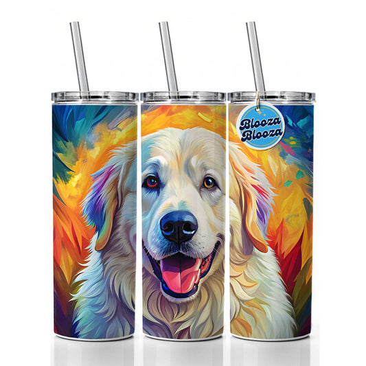 Great Pyrenees Dog Pop Art Skinny Tumbler 20oz with Straw Insulated Water Bottle Gift