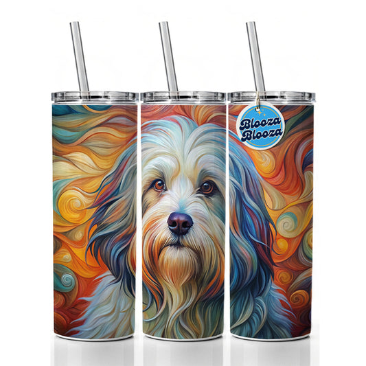 Havanese Dog Abstract Art Skinny Tumbler 20oz with Straw Insulated Water Bottle Gift