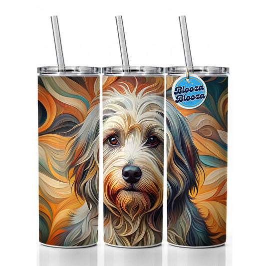 Havanese Dog Abstract Stylized Art Skinny Tumbler 20oz with Straw Insulated Water Bottle Gift