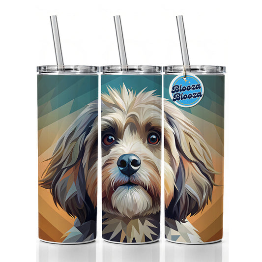 Havanese Dog Contemporary Art Skinny Tumbler 20oz with Straw Insulated Water Bottle Gift