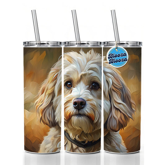 Havanese Dog Expressionism Art Skinny Tumbler 20oz with Straw Insulated Water Bottle Gift
