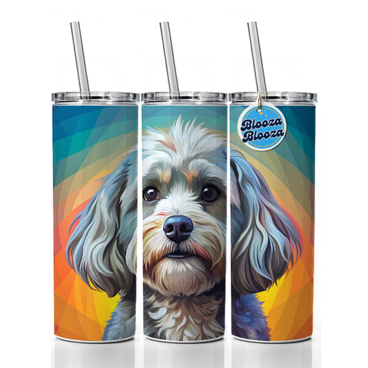 Havanese Dog Pop Art Skinny Tumbler 20oz with Straw Insulated Water Bottle Gift