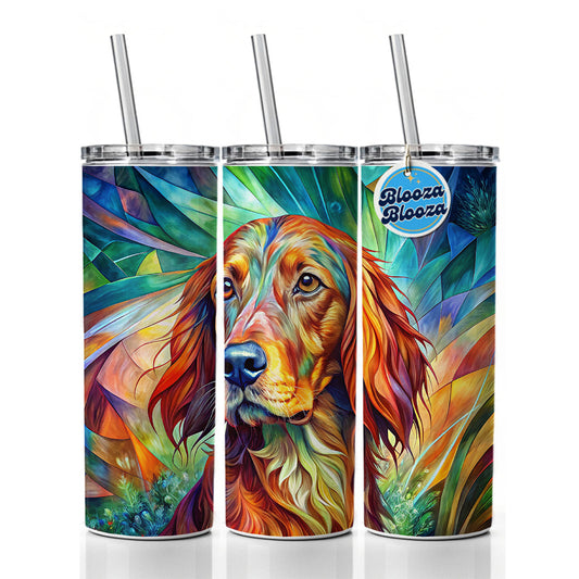 Irish Setter Dog Abstract Art Skinny Tumbler 20oz with Straw Insulated Water Bottle Gift