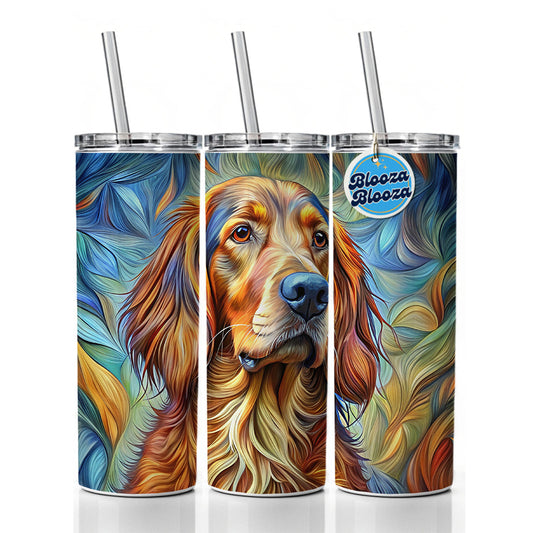 Irish Setter Dog Abstract Stylized Art Skinny Tumbler 20oz with Straw Insulated Water Bottle Gift