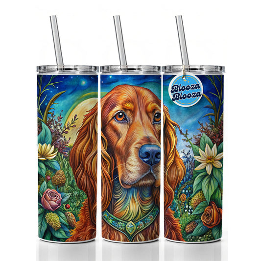 Irish Setter Dog Bohemian Art Skinny Tumbler 20oz with Straw Insulated Water Bottle Gift