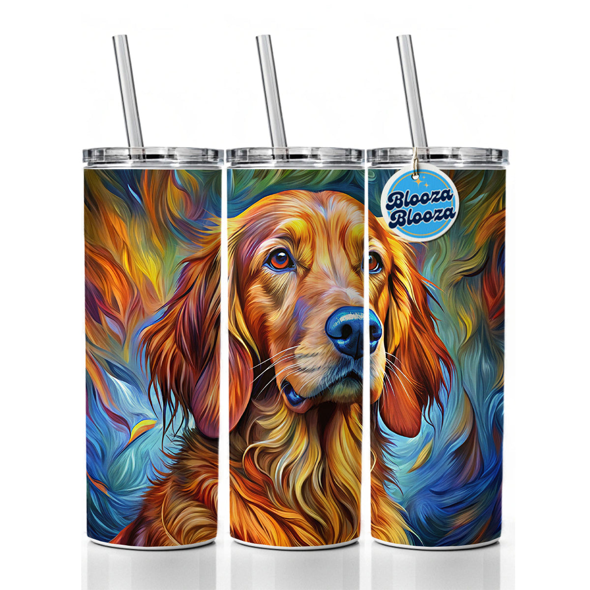 Irish Setter Dog Expressionism Art Skinny Tumbler 20oz with Straw Insulated Water Bottle Gift