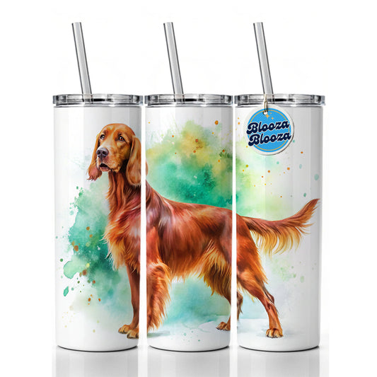 Irish Setter Dog Watercolor Style Skinny Tumbler 20oz with Straw Insulated Water Bottle Gift