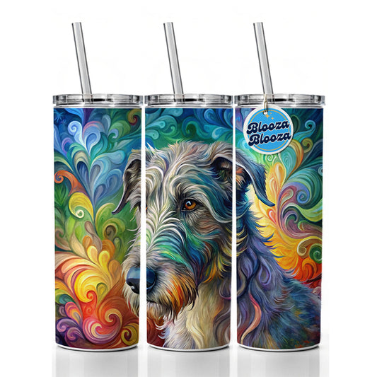 Irish Wolfhound Dog Abstract Art Skinny Tumbler 20oz with Straw Insulated Water Bottle Gift