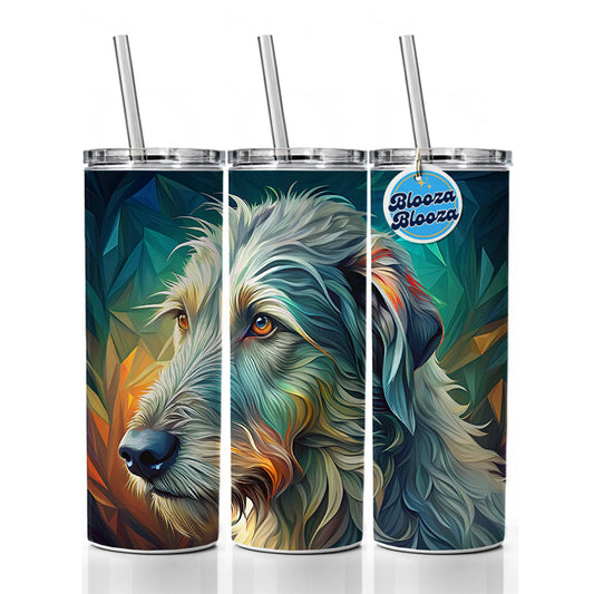 Irish Wolfhound Dog Abstract Stylized Art Skinny Tumbler 20oz with Straw Insulated Water Bottle Gift