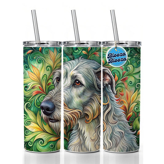 Irish Wolfhound Dog Art Nouveau Skinny Tumbler 20oz with Straw Insulated Water Bottle Gift