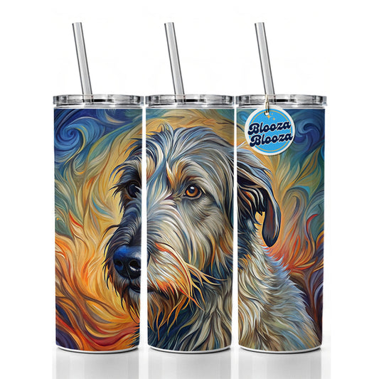 Irish Wolfhound Dog Expressionism Art Skinny Tumbler 20oz with Straw Insulated Water Bottle Gift