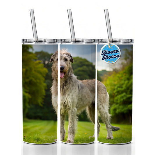 Irish Wolfhound Dog Photo Skinny Tumbler 20oz with Straw Insulated Water Bottle Gift