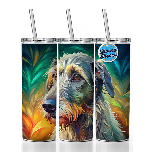 Irish Wolfhound Dog Pop Art Skinny Tumbler 20oz with Straw Insulated Water Bottle Gift