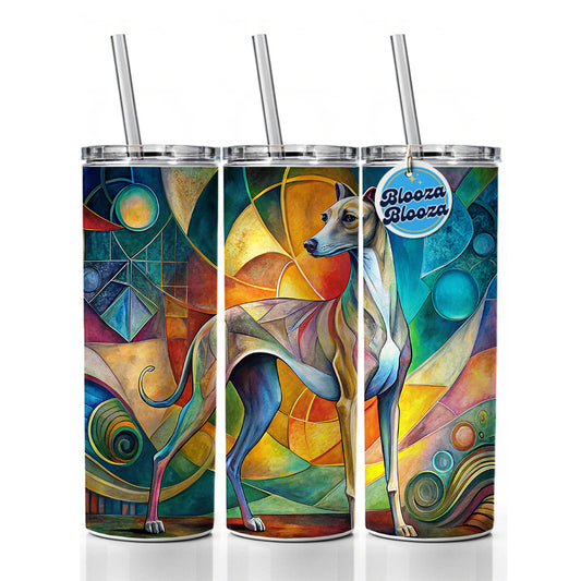 Italian Greyhound Dog Abstract Art Skinny Tumbler 20oz with Straw Insulated Water Bottle Gift