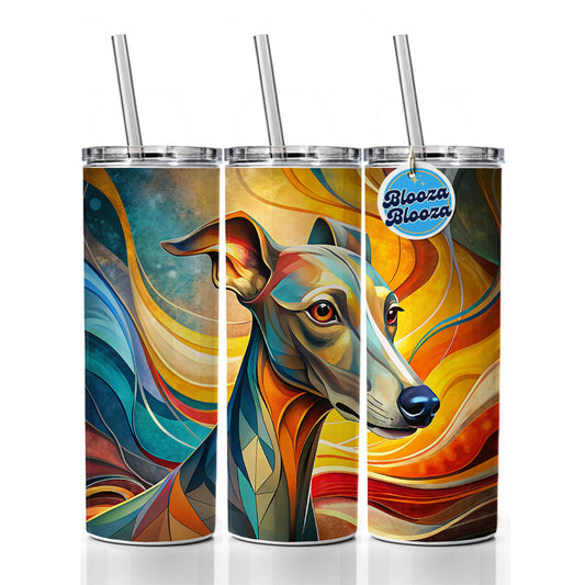 Italian Greyhound Dog Abstract Stylized Art Skinny Tumbler 20oz with Straw Insulated Water Bottle Gift
