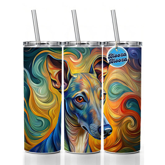 Italian Greyhound Dog Expressionism Art Skinny Tumbler 20oz with Straw Insulated Water Bottle Gift
