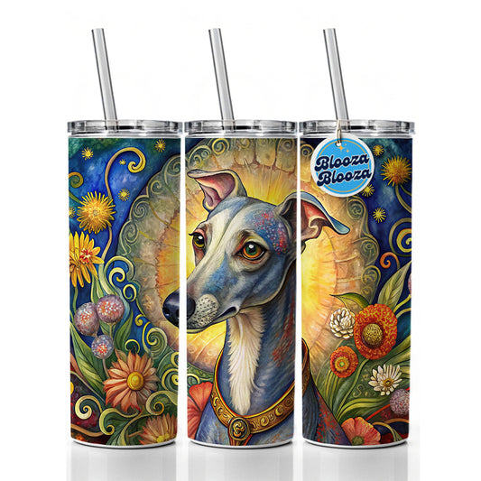 Italian Greyhound Dog French Bohemian Art Skinny Tumbler 20oz with Straw Insulated Water Bottle Gift