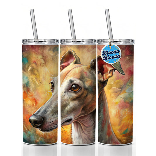 Italian Greyhound Dog Illustration Skinny Tumbler 20oz with Straw Insulated Water Bottle Gift