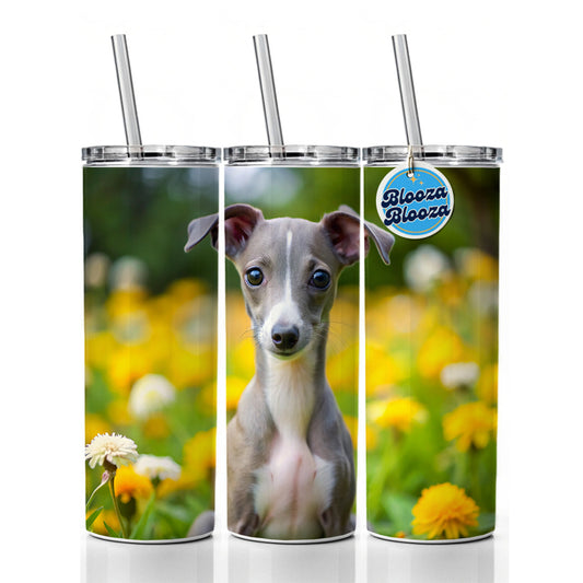 Italian Greyhound Dog Puppy Photo Skinny Tumbler 20oz with Straw Insulated Water Bottle Gift