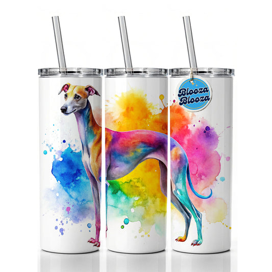 Italian Greyhound Dog Watercolor Style Skinny Tumbler 20oz with Straw Insulated Water Bottle Gift