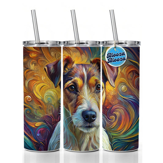 Jack Russell Terrier Dog Abstract Art Skinny Tumbler 20oz with Straw Insulated Water Bottle Gift