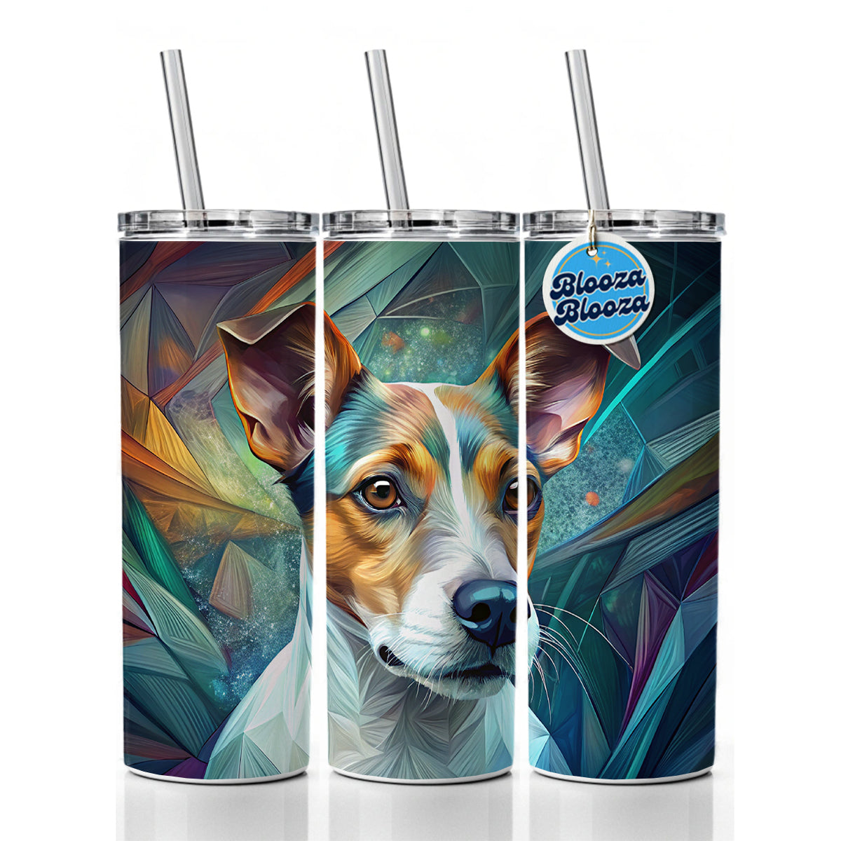 Jack Russell Terrier Dog Abstract Stylized Art Skinny Tumbler 20oz with Straw Insulated Water Bottle Gift