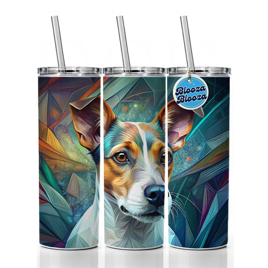Jack Russell Terrier Dog Abstract Stylized Art Skinny Tumbler 20oz with Straw Insulated Water Bottle Gift