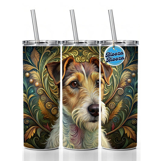 Jack Russell Terrier Dog Art Nouveau Skinny Tumbler 20oz with Straw Insulated Water Bottle Gift