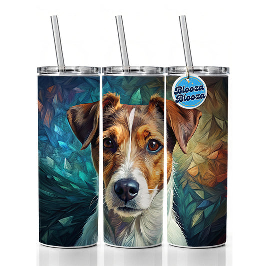 Jack Russell Terrier Dog Contemporary Art Skinny Tumbler 20oz with Straw Insulated Water Bottle Gift