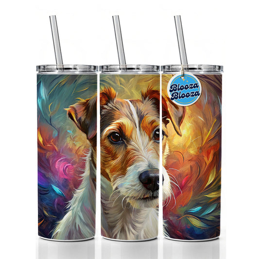 Jack Russell Terrier Dog Expressionism Art Skinny Tumbler 20oz with Straw Insulated Water Bottle Gift