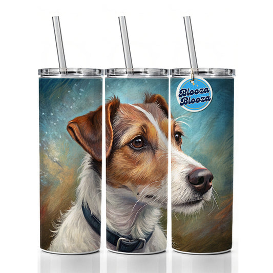 Jack Russell Terrier Dog Illustration Skinny Tumbler 20oz with Straw Insulated Water Bottle Gift