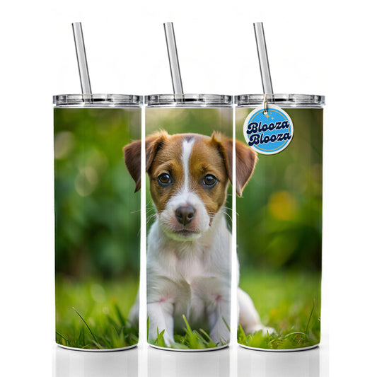 Jack Russell Terrier Dog Puppy Photo Skinny Tumbler 20oz with Straw Insulated Water Bottle Gift