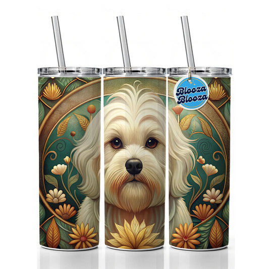Maltese Dog Art Nouveau Skinny Tumbler 20oz with Straw Insulated Water Bottle Gift