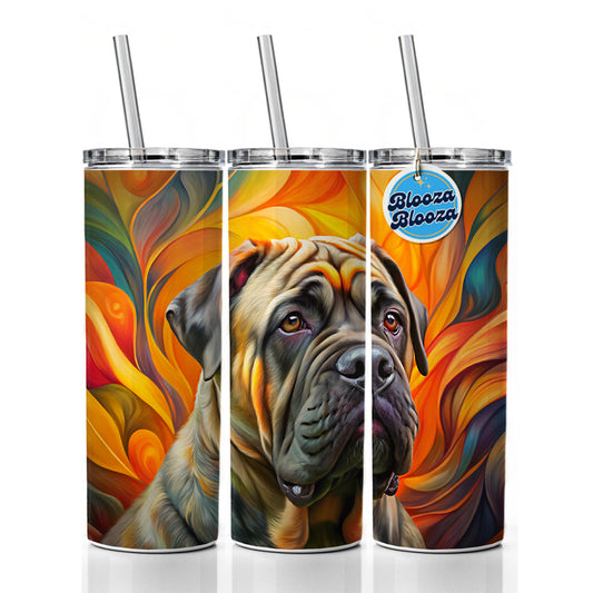 Mastiff Dog Abstract Art Skinny Tumbler 20oz with Straw Insulated Water Bottle Gift