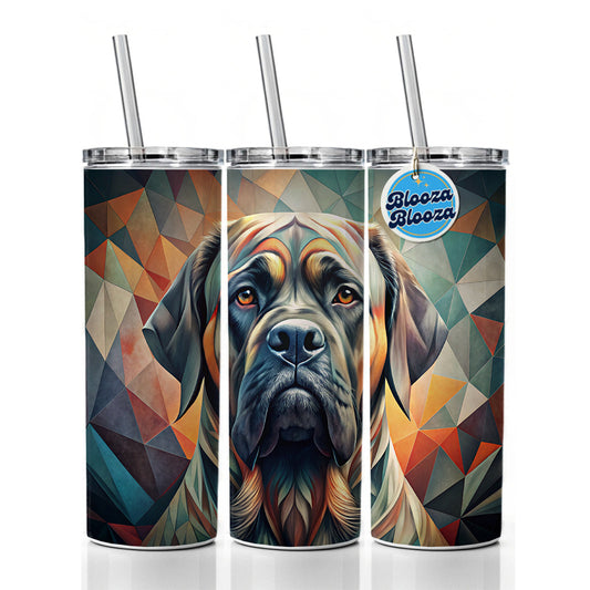 Mastiff Dog Abstract Stylized Art Skinny Tumbler 20oz with Straw Insulated Water Bottle Gift