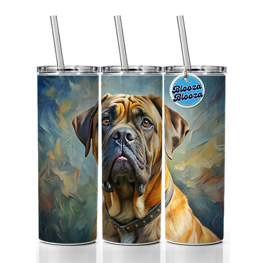 Mastiff Dog Expressionism Art Skinny Tumbler 20oz with Straw Insulated Water Bottle Gift