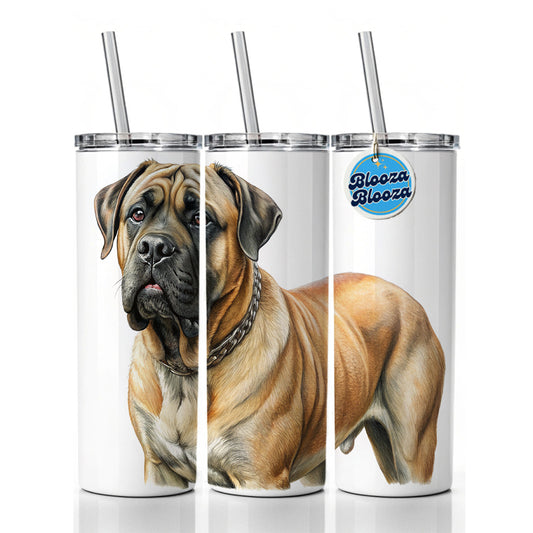 Mastiff Dog Illustration Skinny Tumbler 20oz with Straw Insulated Water Bottle Gift