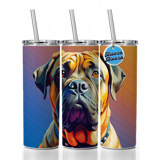 Mastiff Dog Pop Art Skinny Tumbler 20oz with Straw Insulated Water Bottle Gift