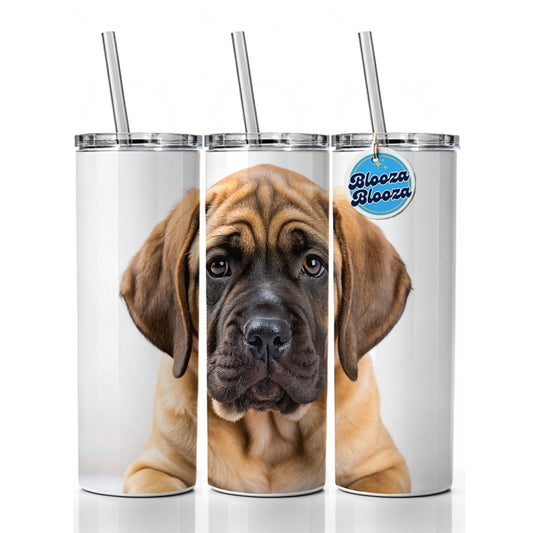 Mastiff Dog Puppy Photo Skinny Tumbler 20oz with Straw Insulated Water Bottle Gift