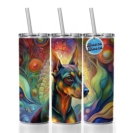 Miniature Pinscher Dog Abstract Art Skinny Tumbler 20oz with Straw Insulated Water Bottle Gift