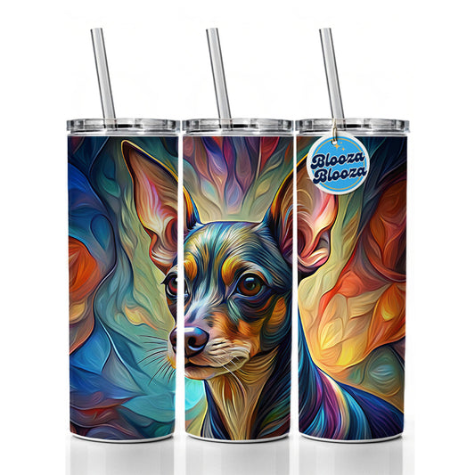 Miniature Pinscher Dog Abstract Stylized Art Skinny Tumbler 20oz with Straw Insulated Water Bottle Gift