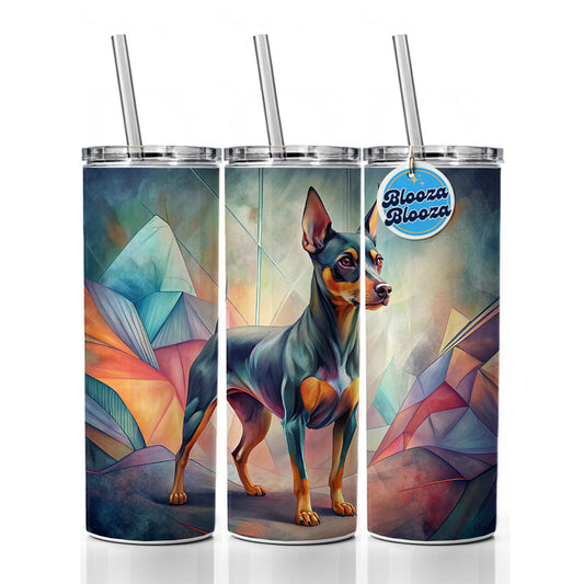 Miniature Pinscher Dog Contemporary Art Skinny Tumbler 20oz with Straw Insulated Water Bottle Gift
