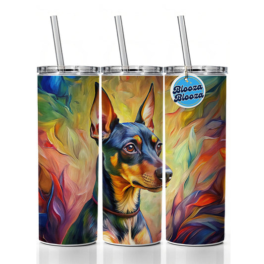Miniature Pinscher Dog Expressionism Art Skinny Tumbler 20oz with Straw Insulated Water Bottle Gift